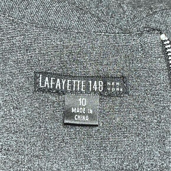 Lafayette 148 Sheath Knit Dress Charcoal Pockets Cap Sleeves Stretch Womens 10 - Picture 6 of 7